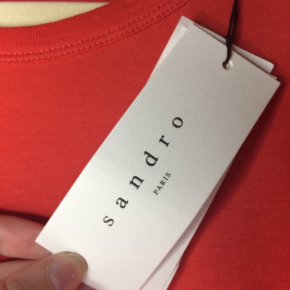 Sandro Red Front Tie Sleeveless Blouse Cotton - Picture 5 of 16